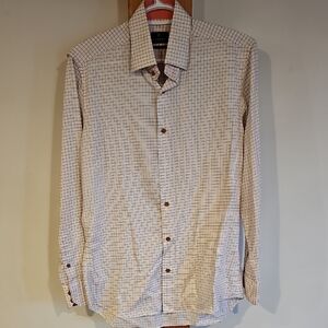 Lanvin Men's Light Brown Checkered Button Down Shirt